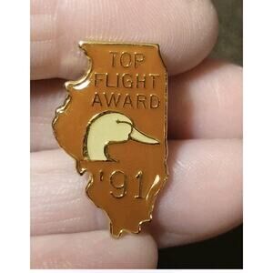 Vintage 1991 Ducks Unlimited Illinois Enamel Pin Top Flight Award Hat Lapel NWOT